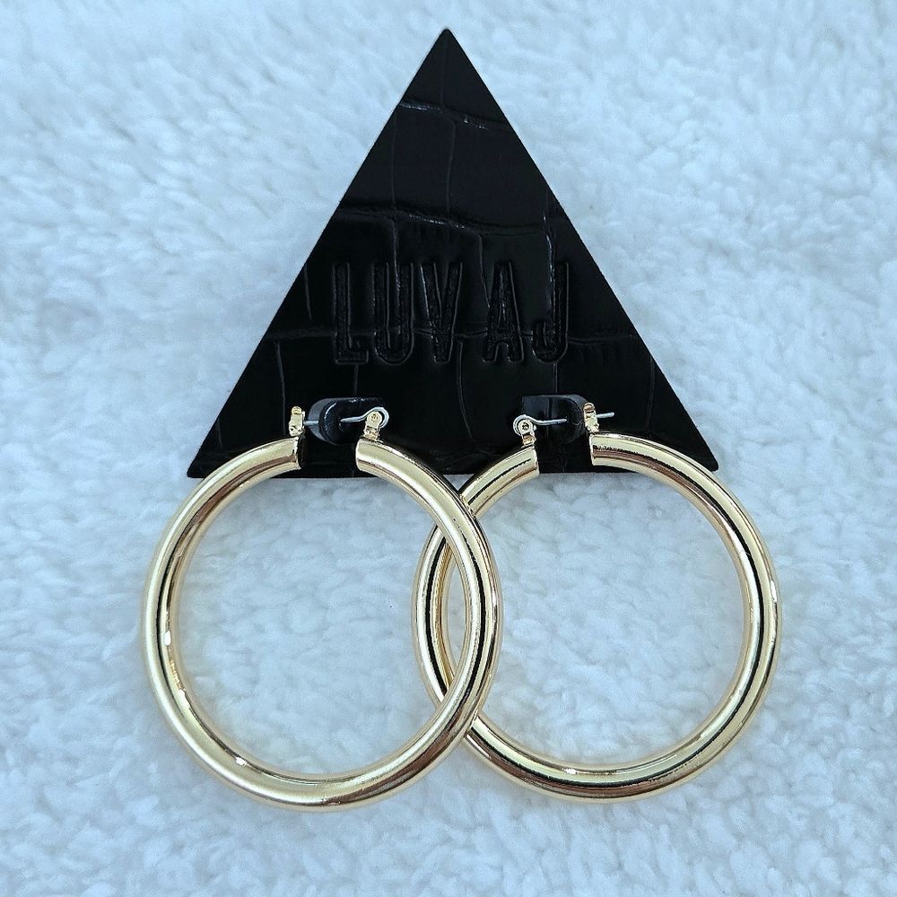 Luv AJ Gold💛 Amalfi Hollow Tube Hoop Earrings - NWT